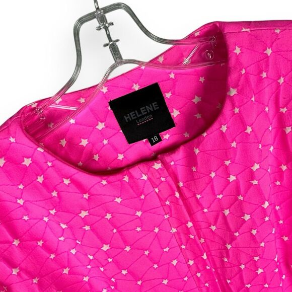 Helene of London‎ Hot Pink Quilted Peplum Jacket Youth Girls Size 18 Stars NEW - Picture 1 of 12